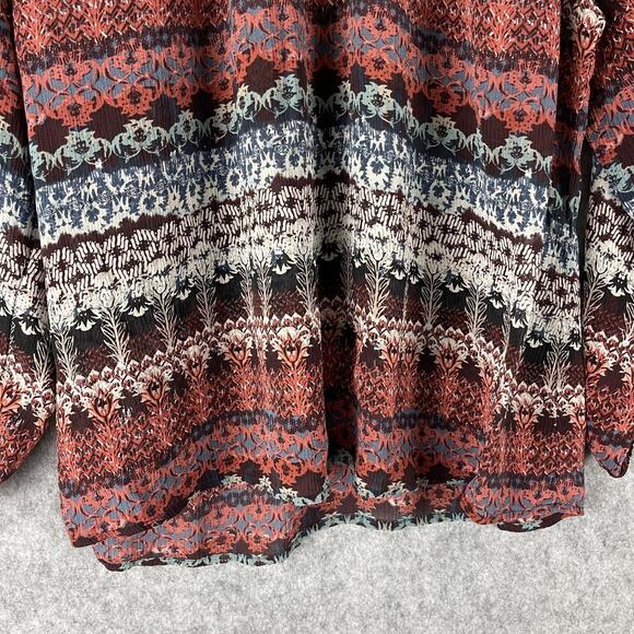 Garnet Hill 100% Silk Tunic Top Womans XL Floral Lightweight Boho Peasant Artsy - Picture 11 of 13